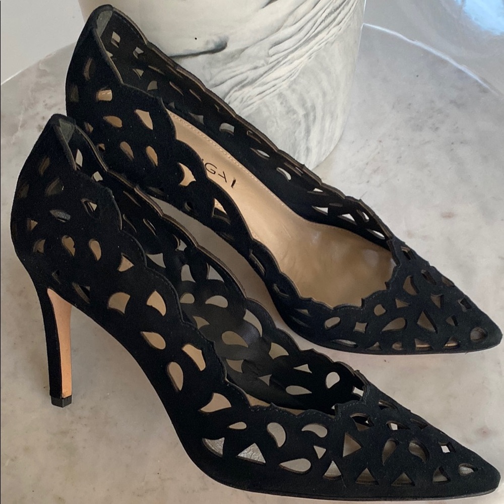 😍NWOT VIA SPIGA BLACK SUEDE 'CLIO' CUTOUT PUMP - 8.5!